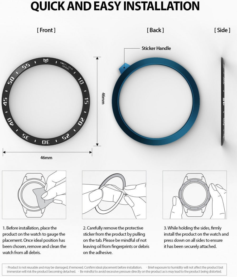 Ringke Bezel Styling Galaxy Watch 46MM Randbeschermer RVS Black afbeelding 9