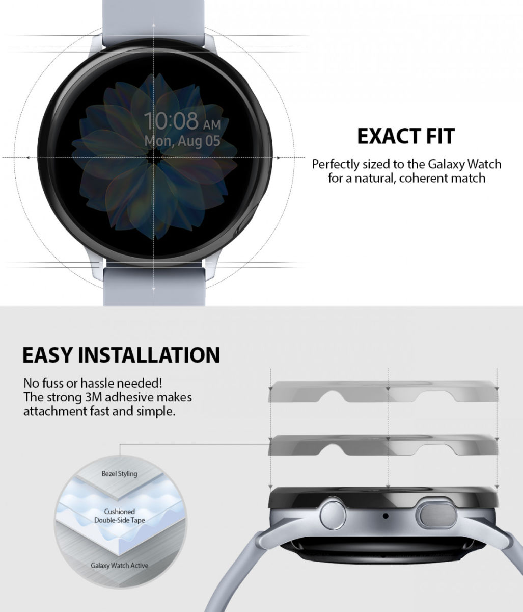 Ringke Bezel Styling Galaxy Watch Active 2 44MM Randbeschermer Zilver afbeelding 4