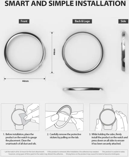 Ringke Bezel Styling Galaxy Watch Active 2 44MM Randbeschermer Zilver afbeelding 9