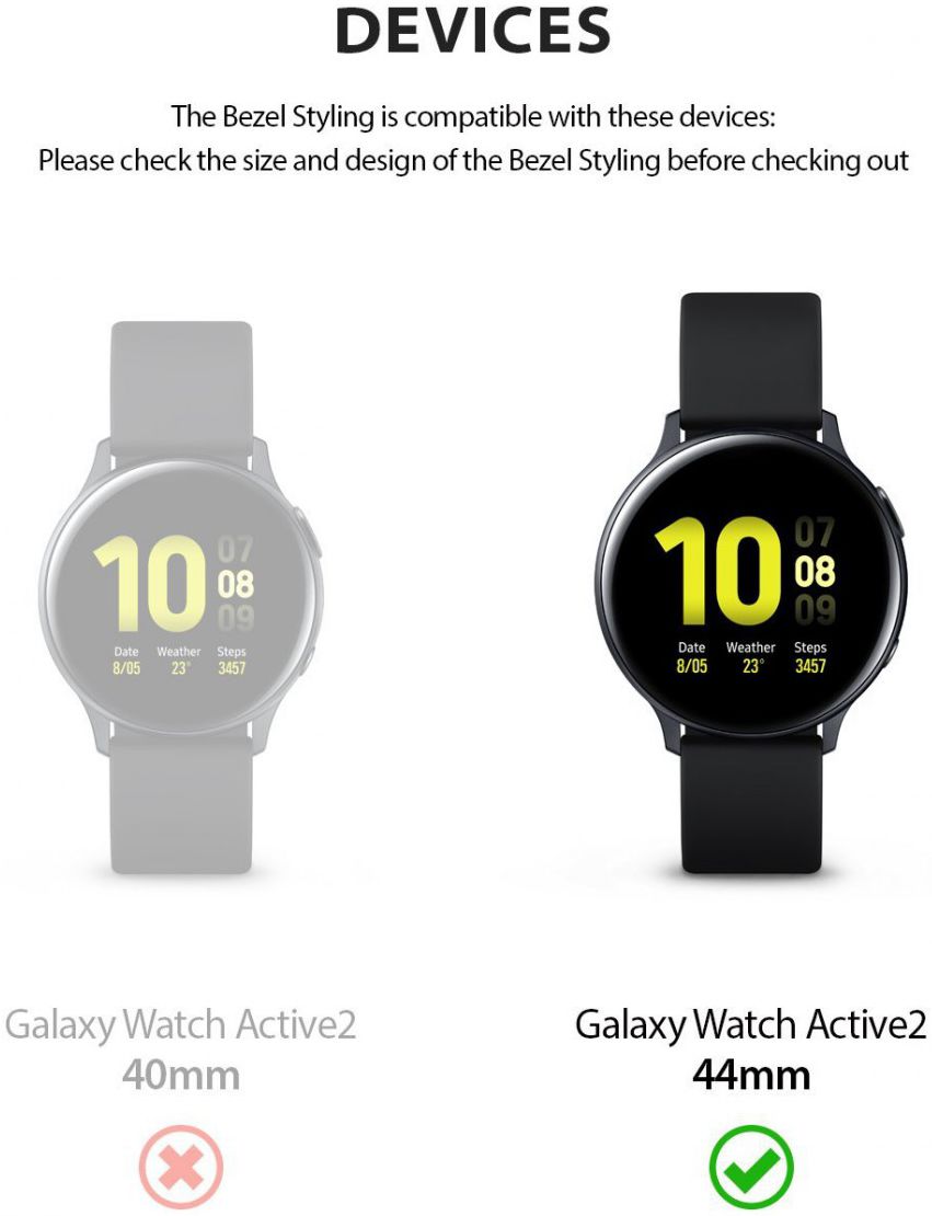 Ringke Bezel Styling Galaxy Watch Active 2 44MM Randbeschermer Zilver afbeelding 8