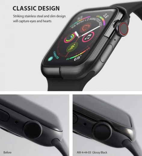 Ringke Bezel Styling Apple Watch 40MM Randbeschermer RVS Zwart afbeelding 2