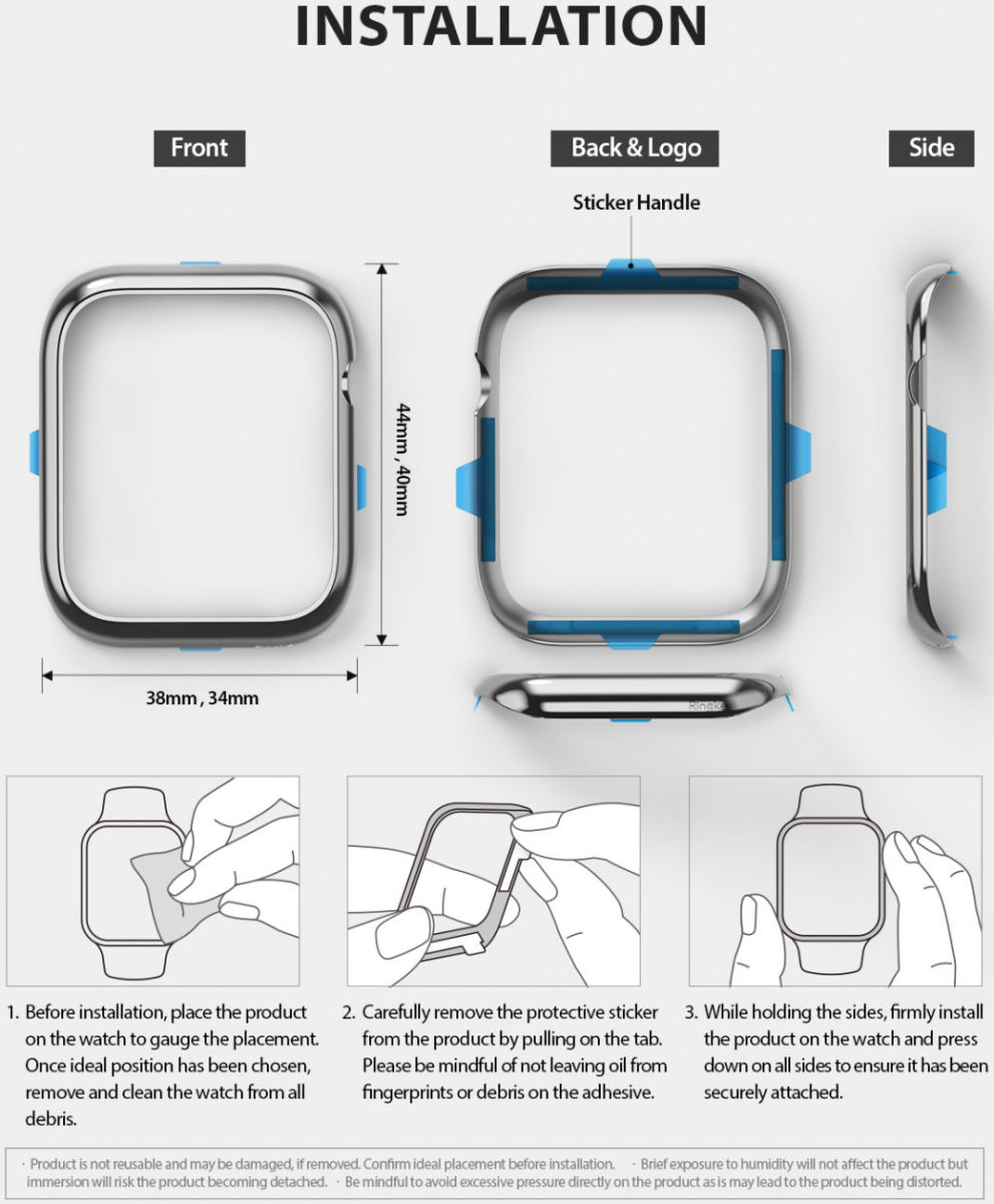 Ringke Bezel Styling Apple Watch 40MM Randbeschermer RVS Zwart afbeelding 9