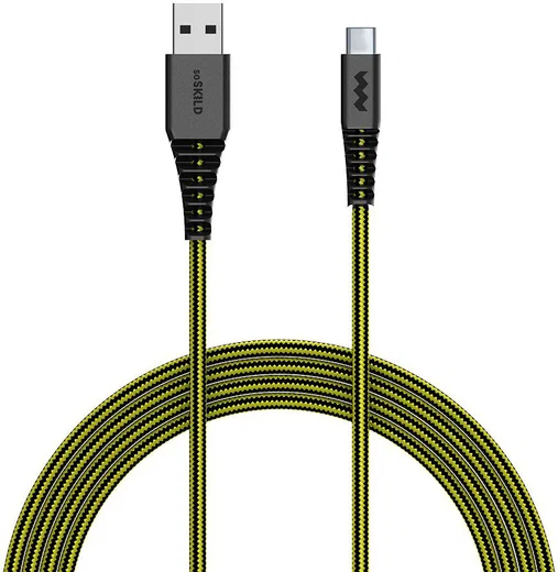 SoSkild Ultimate Protection USB-A naar USB-C Kabel 1.5m Zwart/Geel afbeelding 1