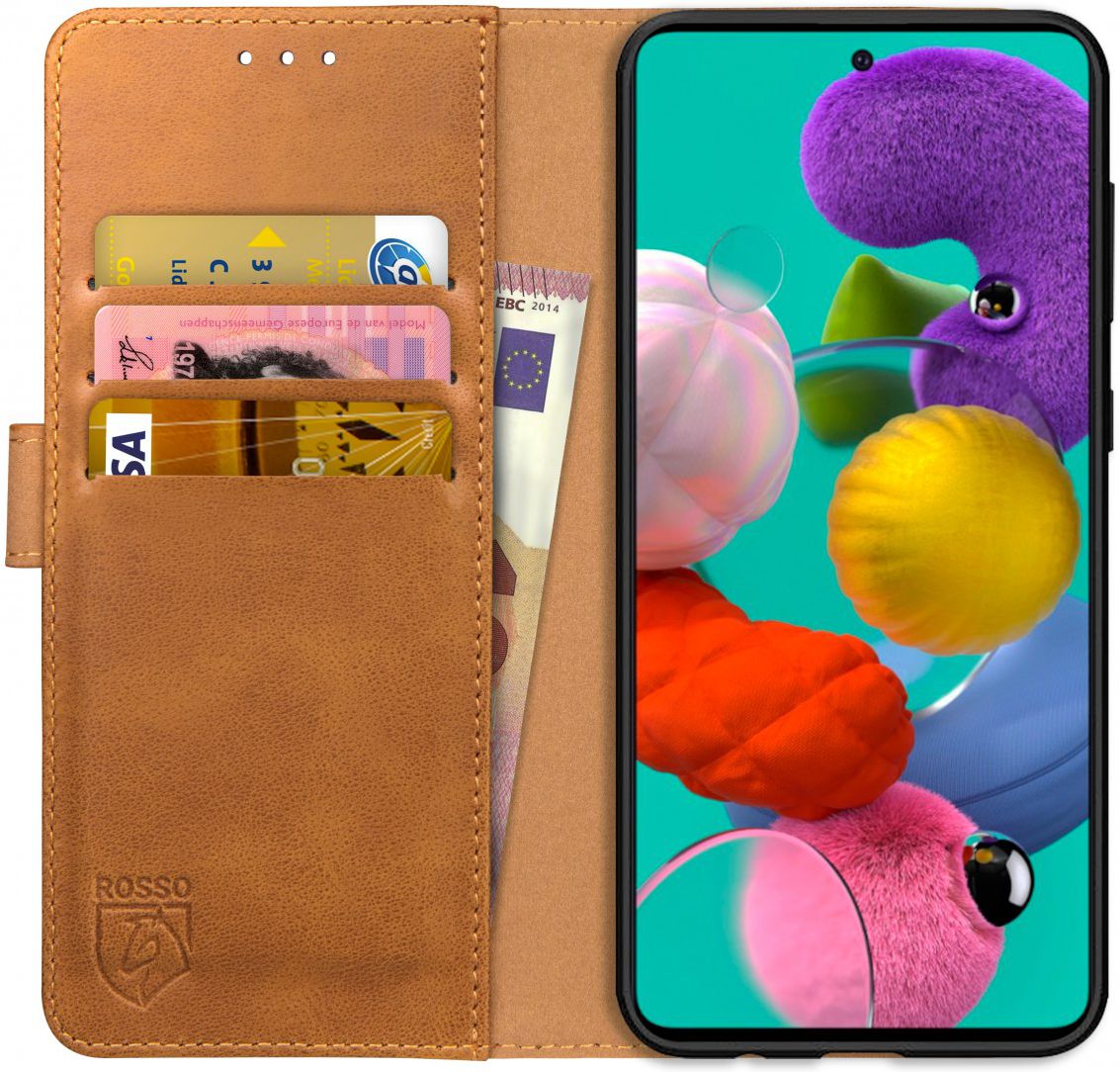 Rosso Element Samsung Galaxy A71 Hoesje Book Cover Lichtbruin afbeelding 1