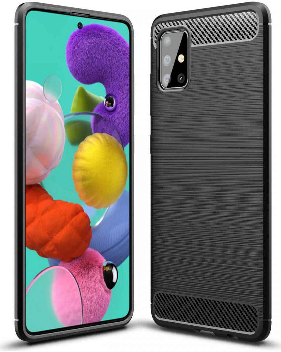 Samsung Galaxy A51 Hoesje Geborsteld TPU Zwart afbeelding 2
