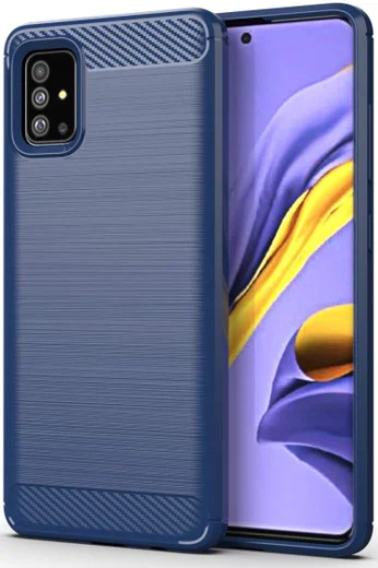 Samsung Galaxy A51 Hoesje Geborsteld TPU Blauw afbeelding 1