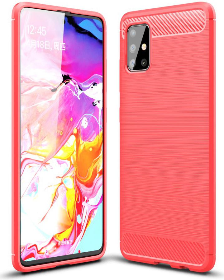 Samsung Galaxy A51 Hoesje Geborsteld TPU Rood afbeelding 5