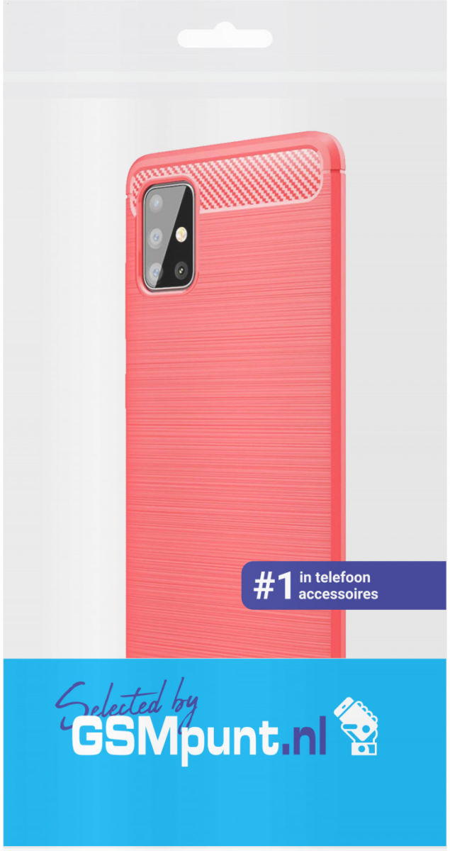 Samsung Galaxy A51 Hoesje Geborsteld TPU Rood afbeelding 2