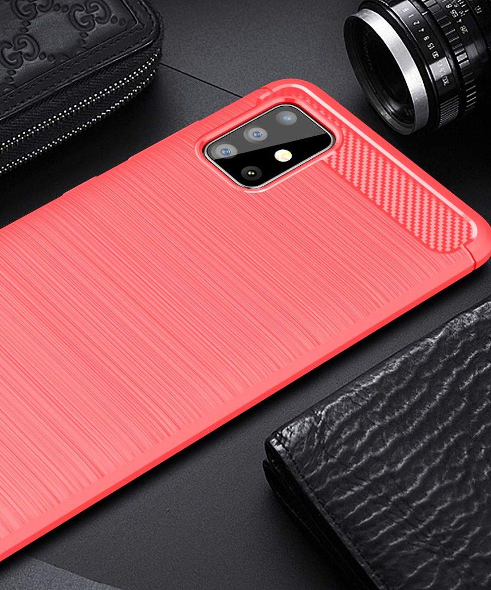 Samsung Galaxy A51 Hoesje Geborsteld TPU Rood afbeelding 6