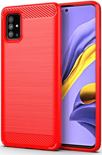 Samsung Galaxy A51 Hoesje Geborsteld TPU Rood afbeelding 1