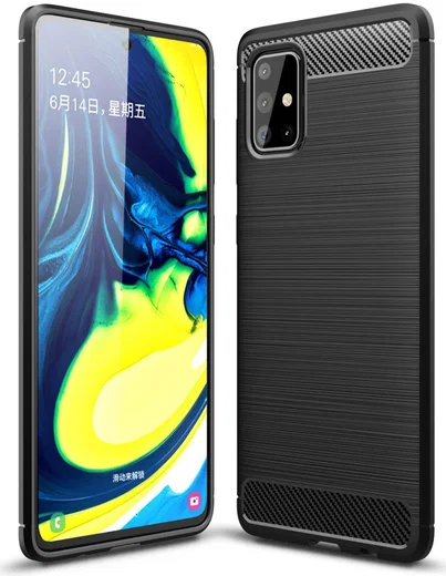 Samsung Galaxy A71 Geborsteld TPU Hoesje Zwart afbeelding 1