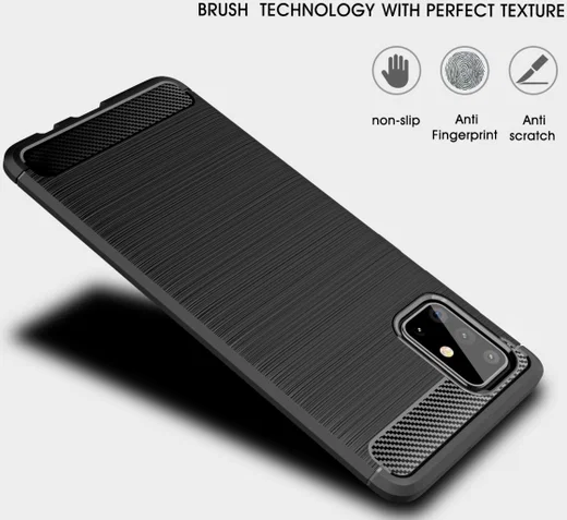 Samsung Galaxy A71 Geborsteld TPU Hoesje Zwart afbeelding 5