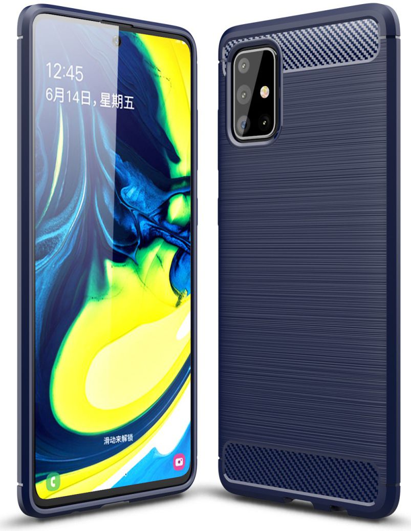 Samsung Galaxy A71 Geborsteld TPU Hoesje Blauw afbeelding 2