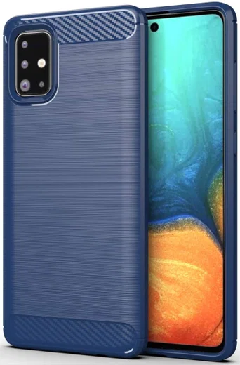 Samsung Galaxy A71 Geborsteld TPU Hoesje Blauw afbeelding 1