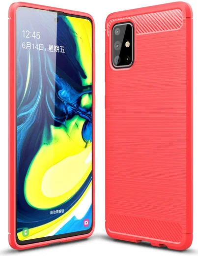 Samsung Galaxy A71 Geborsteld TPU Hoesje Rood afbeelding 4