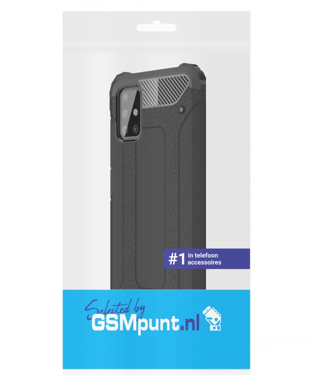 Samsung Galaxy A51 Hoesje Shock Proof Hybride Back Cover Zwart afbeelding 2