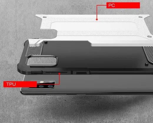 Samsung Galaxy A51 Hoesje Shock Proof Hybride Back Cover Zwart afbeelding 5