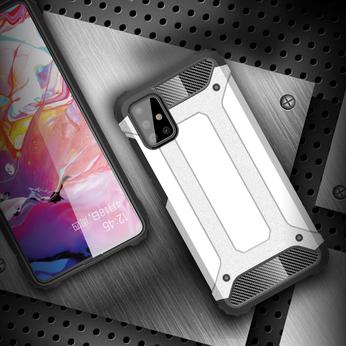 Samsung Galaxy A51 Hoesje Shock Proof Hybride Back Cover Zwart afbeelding 7