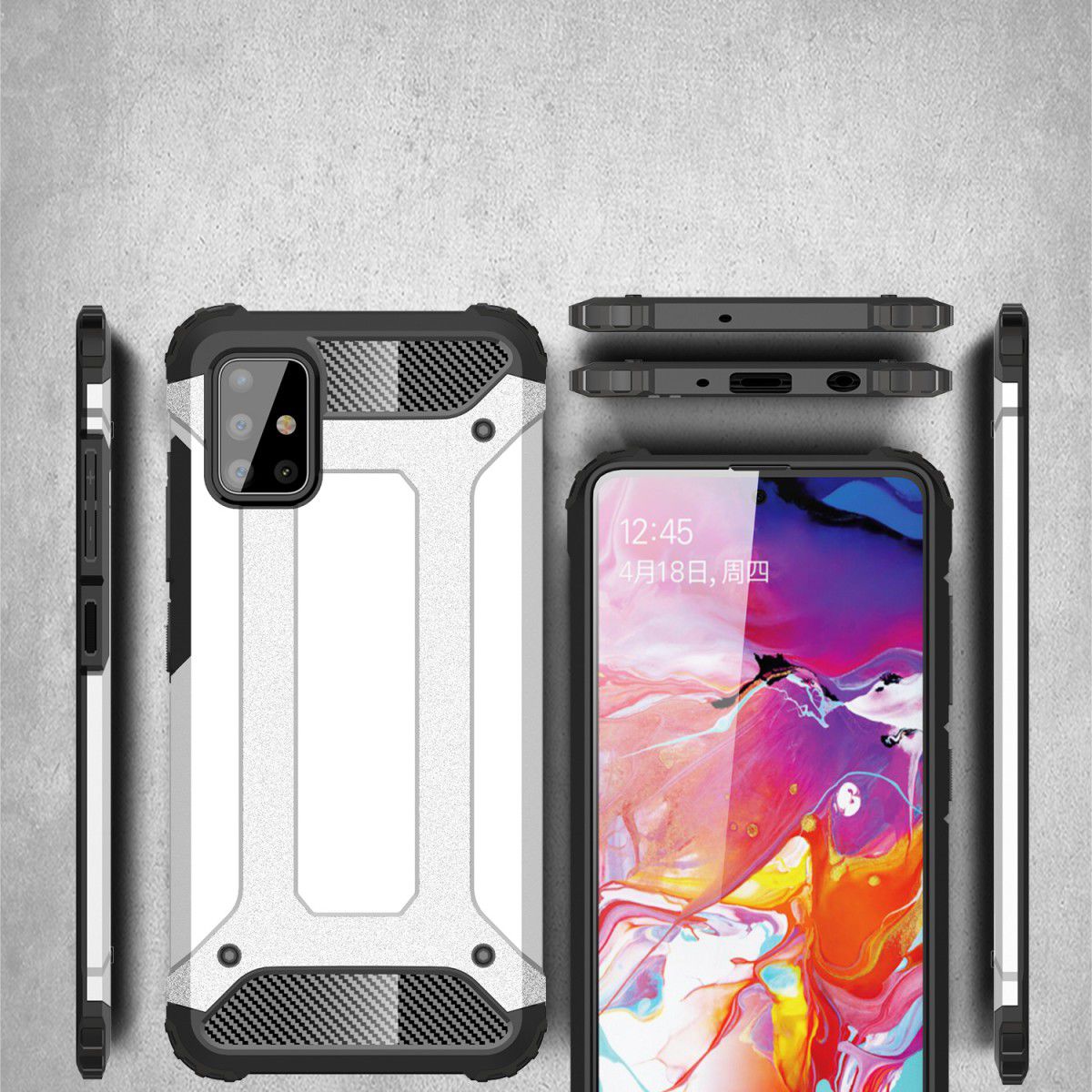 Samsung Galaxy A51 Hoesje Shock Proof Hybride Back Cover Donker Blauw afbeelding 7