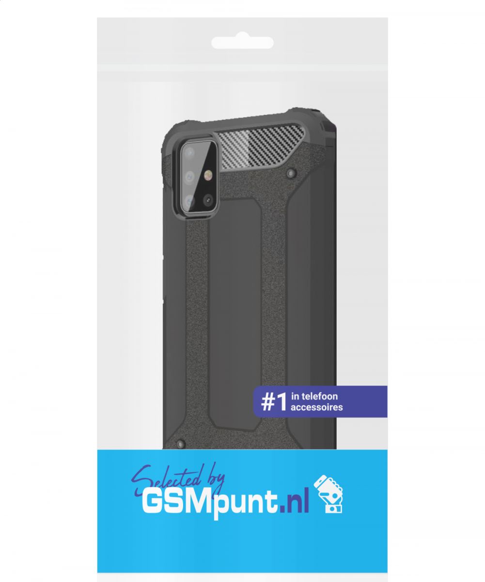 Samsung Galaxy A71 Hoesje Shock Proof Hybride Backcover Zwart afbeelding 2