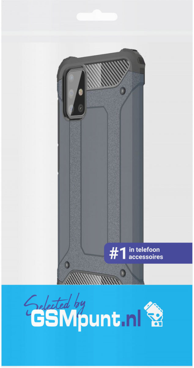 Samsung Galaxy A71 Hoesje Shock Proof Hybride Backcover Donker Blauw afbeelding 2