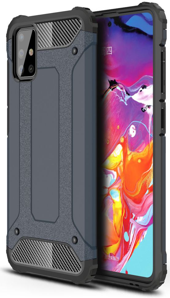 Samsung Galaxy A71 Hoesje Shock Proof Hybride Backcover Donker Blauw afbeelding 1