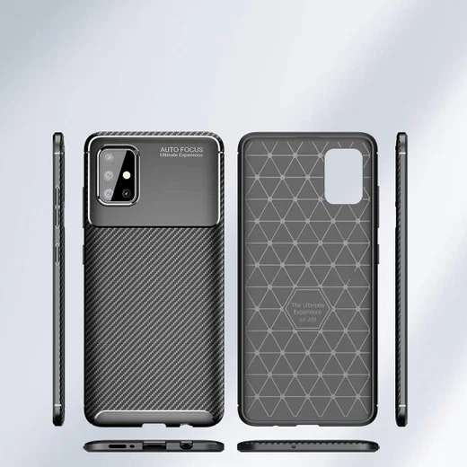 Samsung Galaxy A51 Hoesje Geborsteld Carbon Zwart afbeelding 13
