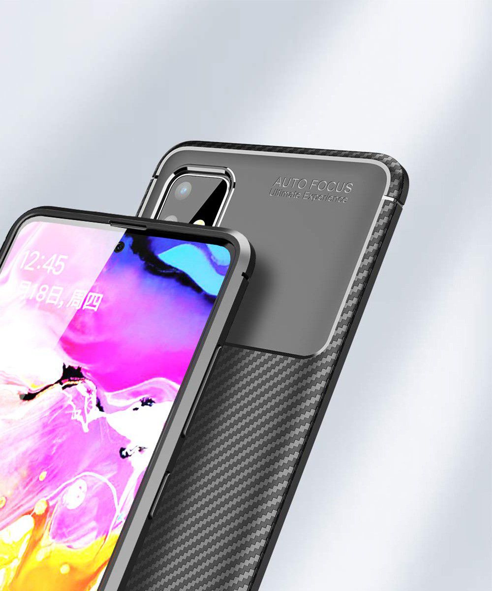 Samsung Galaxy A51 Hoesje Geborsteld Carbon Zwart afbeelding 8