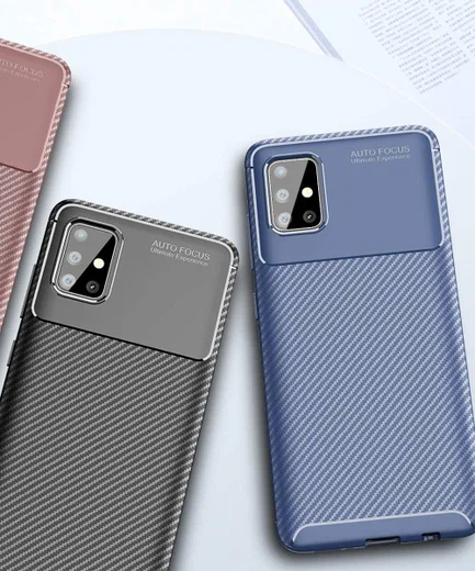 Samsung Galaxy A51 Hoesje Geborsteld Carbon Blauw afbeelding 9