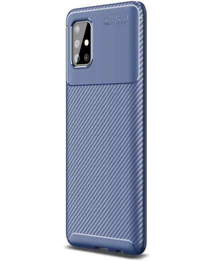 Samsung Galaxy A51 Hoesje Geborsteld Carbon Blauw afbeelding 1