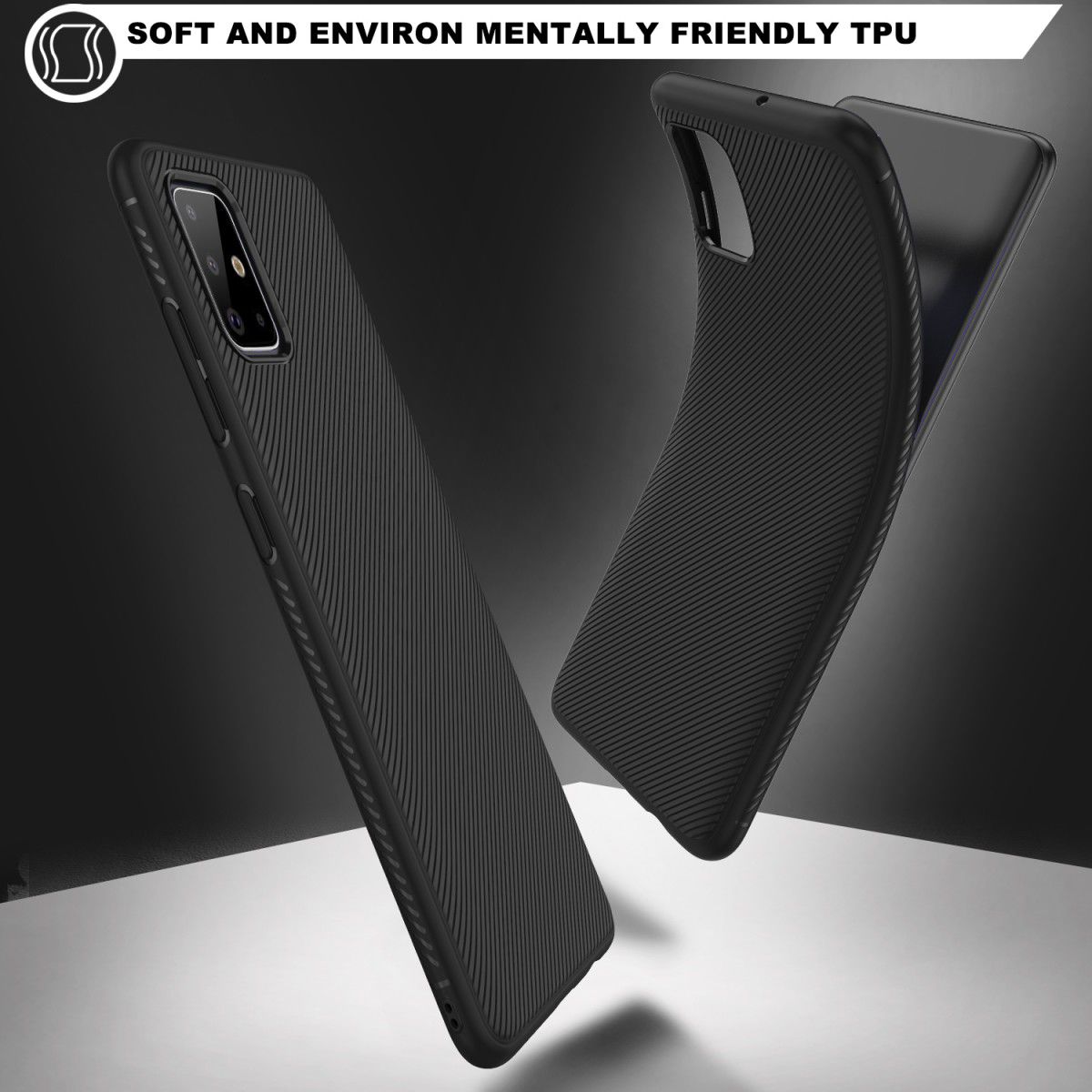 Samsung Galaxy A71 Hoesje Twill Slim Textuur Zwart afbeelding 8