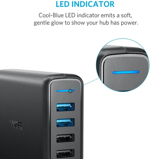 Anker PowerPort Speed (63W) 5-Poorts Quick Charge Thuislader Zwart afbeelding 6