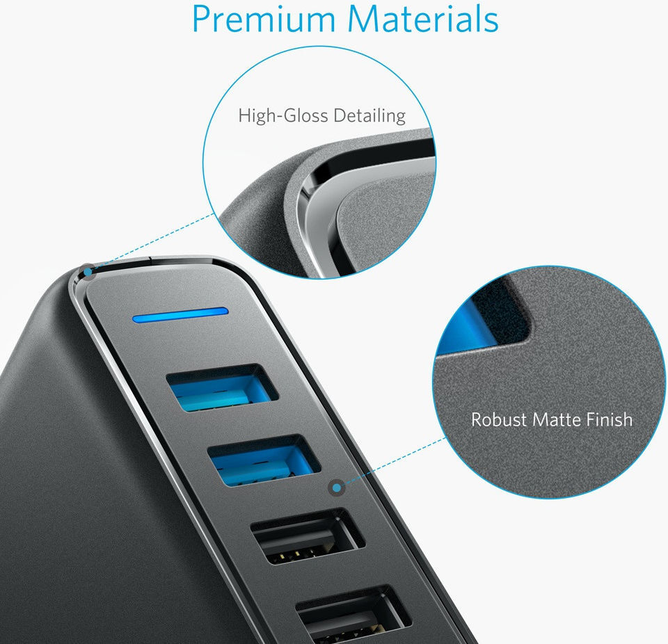 Anker PowerPort Speed (63W) 5-Poorts Quick Charge Thuislader Zwart afbeelding 7