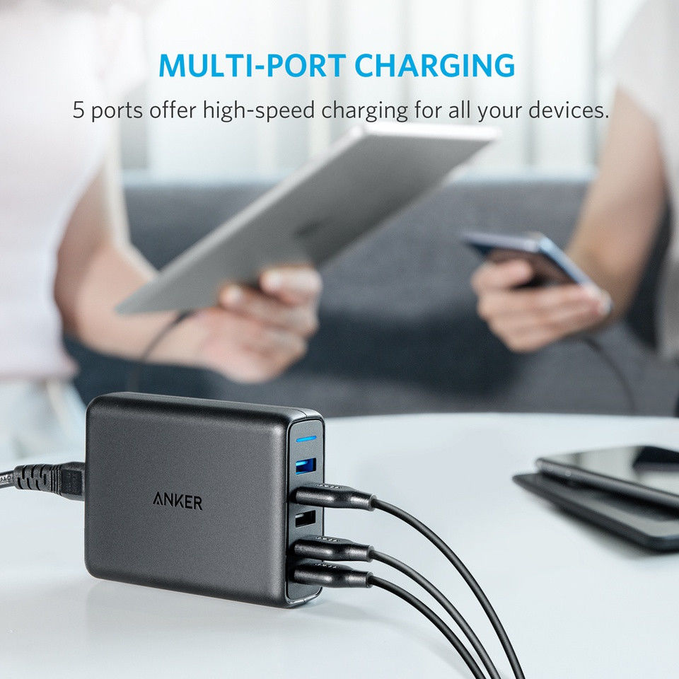 Anker PowerPort Speed (63W) 5-Poorts Quick Charge Thuislader Zwart afbeelding 5