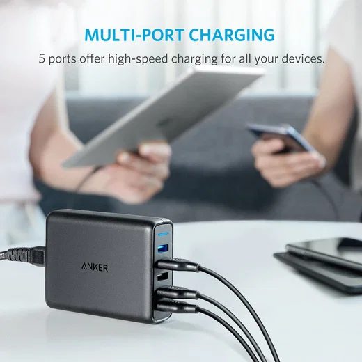 Anker PowerPort Speed (63W) 5-Poorts Quick Charge Thuislader Zwart afbeelding 5