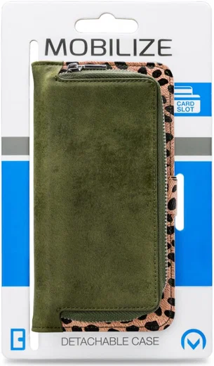 Mobilize Gelly Wallet Zipper Apple iPhone XS / X Hoesje Olive Leopard afbeelding 7