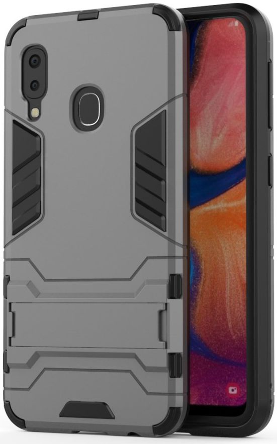 Samsung Galaxy A20e Hybride Hoesje met Standaard Grijs afbeelding 1
