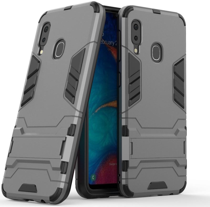 Samsung Galaxy A20e Hybride Hoesje met Standaard Grijs afbeelding 3