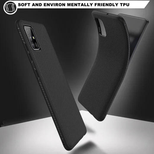 Samsung Galaxy A51 Hoesje Twill Slim Textuur Zwart afbeelding 8