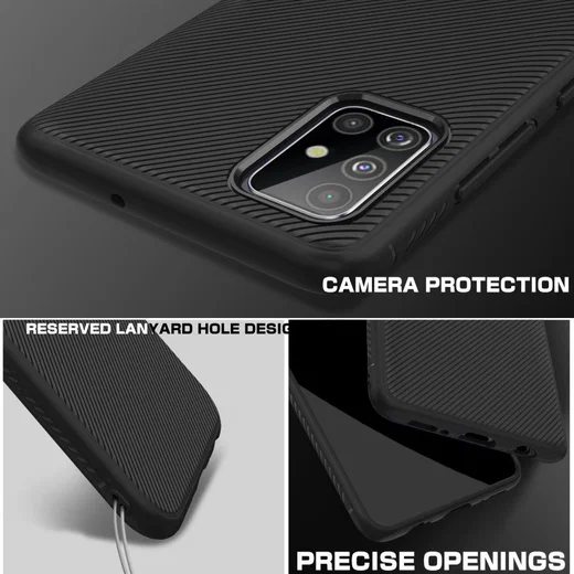Samsung Galaxy A51 Hoesje Twill Slim Textuur Zwart afbeelding 9