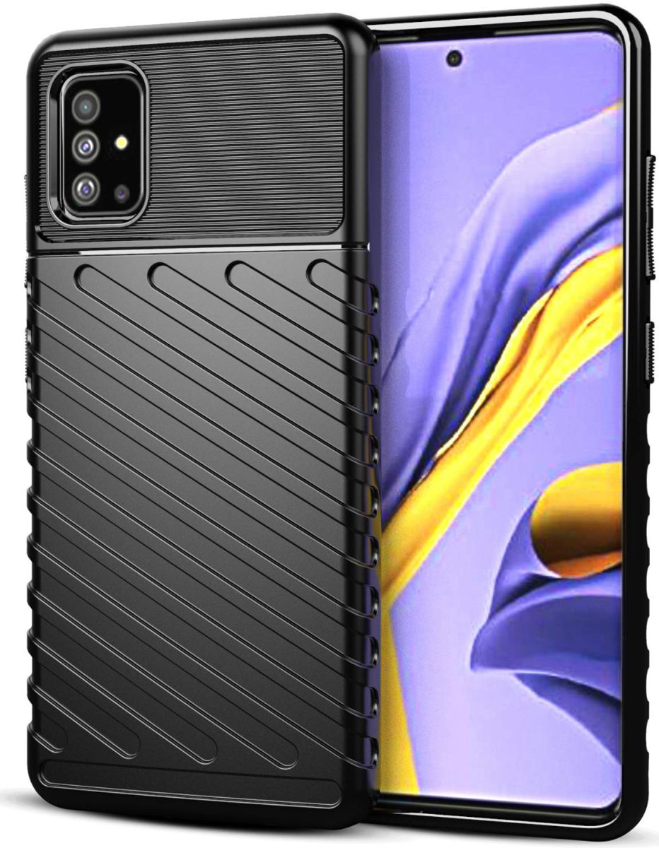 Samsung Galaxy A51 Hoesje TPU Thunder Design Zwart afbeelding 1