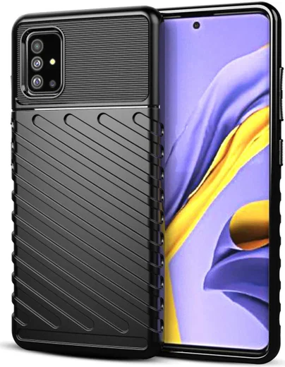 Samsung Galaxy A51 Hoesje TPU Thunder Design Zwart afbeelding 1