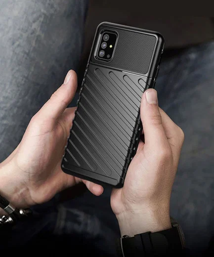 Samsung Galaxy A51 Hoesje TPU Thunder Design Zwart afbeelding 3