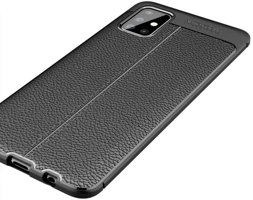 Samsung Galaxy A51 Hoesje TPU Leer Design Zwart afbeelding 10