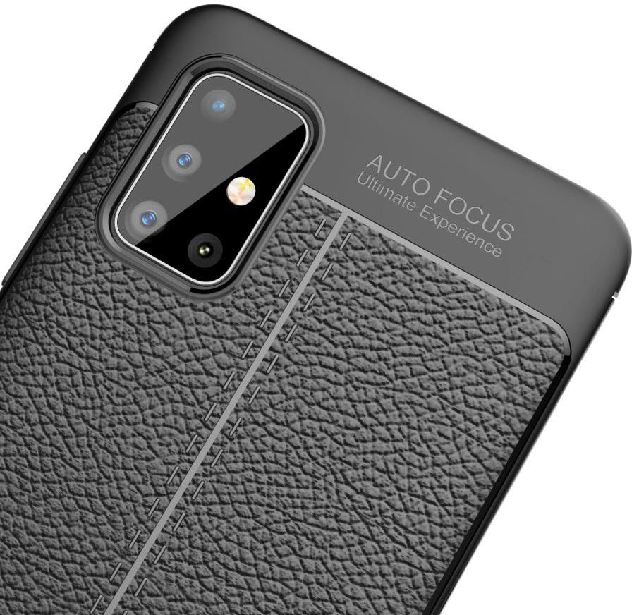 Samsung Galaxy A51 Hoesje TPU Leer Design Zwart afbeelding 8