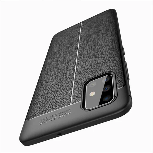 Samsung Galaxy A51 Hoesje TPU Leer Design Zwart afbeelding 9