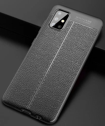 Samsung Galaxy A51 Hoesje TPU Leer Design Zwart afbeelding 11