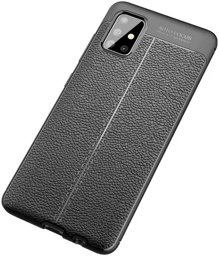 Samsung Galaxy A51 Hoesje TPU Leer Design Zwart afbeelding 3
