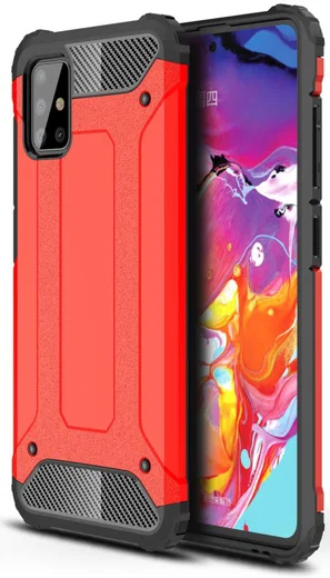 Samsung Galaxy A51 Hoesje Shock Proof Hybride Back Cover Rood afbeelding 1