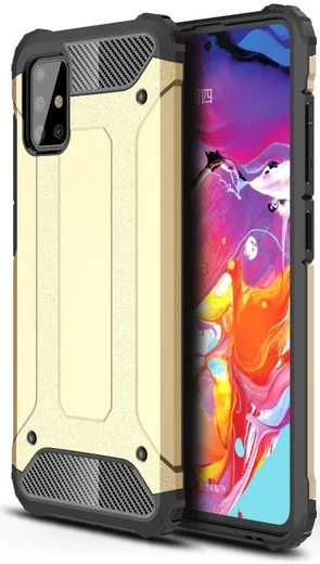 Samsung Galaxy A51 Hoesje Shock Proof Hybride Back Cover Goud afbeelding 1